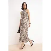 Trendyol Mouwloze maxi-jurk met dierenprint voor dames, casual/dagelijks, A-lijn