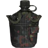 MFH - Max Fuchs US Army kunststof veldfles, 1 liter, hoes, BW vlekcamouflage, BPA-vrij