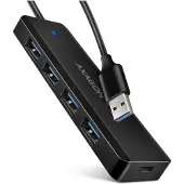 Axagon HUE-C1A, USB 3.2 Gen 1 (3.1 Gen 1) Type-A, USB 3.2 Gen 1 (3.1 Gen 1) Type-A, 5000 Mbit/s, Zwart, Kunststof, 0,19 m