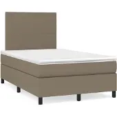 vidaXL Boxspring met matras stof taupe 120x190 cm