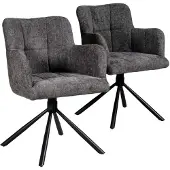 WEBER INDUSTRIES Set van 2 MILA draaibare eetkamerstoelen / Donkergrijs