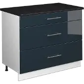 Vicco Keukenonderkast Fame-Line, Donkerblauw hoogglans/Wit, 100 cm, WB Antraciet