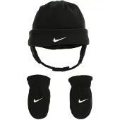 Nike Swoosh Babyhandschoenen met fleecemuts voor babyjongens (baby/peuter) Zwart/wit 12-24 maanden