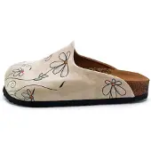 Goby Clogs 'Women shoes -Calceo mules with daisies CAL1410' offwhite
