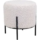 Nest of Nora Poef rond teddy Ø35,5x37 cm - Met zwarte metalen poten - Wit