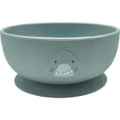 Trixie Kom met zuignap - Mr. Shark - Schaaltje - Kinderservies - Voor baby's vanaf 4 maanden - van Siliconen - Geschikt voor de Vaatwasser
