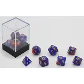 HOT Games Dobbelstenen Stardust Blauw/Rood 7set