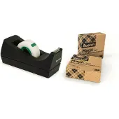 Scotch C38 tafeldispenser zwart + Magic plakband, gemaakt met 66 % lijm op plantaardige basis, 19 mm x 33 m, incl. 3 rollen