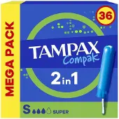 Tampax Tampon - - Compak - Super - 36 eenheden - Gemiddelde stroom