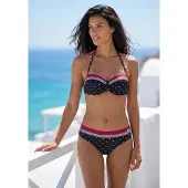 LASCANA Bikinitop 'Monroe' pink / zwart / wit