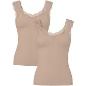 Pieces Top 'PCBARBERA LACE' taupe