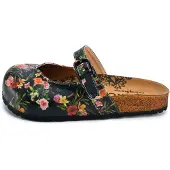 Goby Clogs 'Women shoes -Calceo mules with flowers CAL2201' zwart