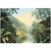 WALLARENA - Fotobehang - 200x140 cm - Jungle natuur groen slaapkamer salon vliesbehang