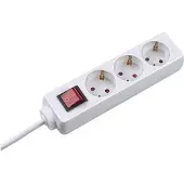 Bachmann SELLY stekkerdoos 3x geaard contact, schakelaar, wit, 1,5 m