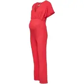 ONLY zwangerschaps jumpsuit rood Dames Polyester V-hals Effen - maat L