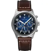 Pierre Lannier Analoog horloge 'Chronograph Aviateur' donkerbruin