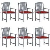 vidaXL Tuinstoelen 6 st met kussens massief acaciahout grijs