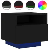 vidaXL Nachtkastje met LED-verlichting 40x39x37 cm zwart