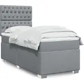 vidaXL Boxspring met matras stof lichtgrijs 90x200 cm