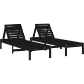 vidaXL Ligbedden 2 st 199,5x60x74 cm massief grenenhout zwart