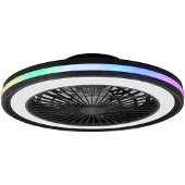 Mantra-Iluminacion LED plafondventilator Gamer Big zwart DC stil 56 cm CCT RGB Big, dimbaar, zwart, Woon-/ Eetkamer, Kunststof, Modern