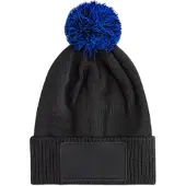 Beechfield Kids Snowstar Patch Beanie - Black/Bright Royal - 3-8 YRS