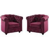 Vente-unique Set van 2 fauteuils CHESTERFIELD - velours - paars