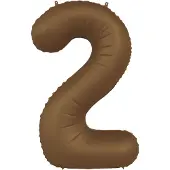 Folat - Folieballon Cijfer 2 Chocolate Brown - 86 cm