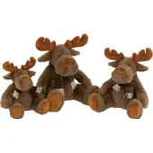 J-Line knuffel Rendier + Sjaal Zittend - textiel - bruin - large