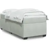 vidaXL Boxspring met matras fluweel lichtgrijs 90x190 cm