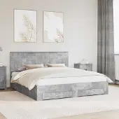 vidaXL Bedframe met lade Beton Grijs 200 x 200 cm Bewerkt hout