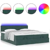 vidaXL Ottoman bed met matrassen en LED's 180x200cm fluweel