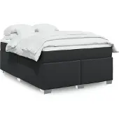 vidaXL Boxspring met matras kunstleer zwart 140x200 cm