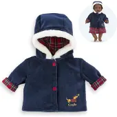 Corolle babypop winterjas - donkerblauw, bontkraag, 36cm poppen.