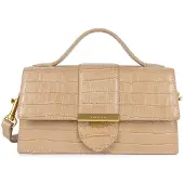 LANCASTER PARIS Handtas 'Lancaster Sac baguette A rabat avec fermoir M Croco Ily Naturel' beige