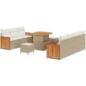 vidaXL Tuinbank Set 10 st 9-Aantal zitplaatsen Beige en Crème