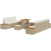 vidaXL Tuinbank Set 10 st 9-Aantal zitplaatsen Beige en Crème