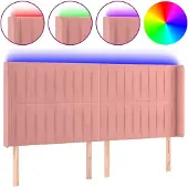 vidaXL Hoofdbord LED 163x16x118/128 cm fluweel roze