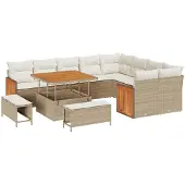 vidaXL Tuinbank Set 12 st 12-Aantal zitplaatsen Beige en Crème