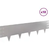 vidaXL Grasmaaiersiering, 10 stuks, 100 x 25 cm, staal, zilver