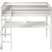 Sunny Sil Hoogslaper van Hout met Bureau in Wit | Kinderbed Zonder Matras | Verhoogd Bed met Ladder & Boekenplank | 208x97x172cm | Voor Matrasmaat 90x200cm