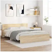 vidaXL Bedframe met hoofdeinde sonoma eikenkleurig 140x190 cm