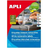 APLI afneembare witte etiketten formaat 485 x 254 mm (b x h) 4.400 stuks 44 per blad (3054)