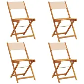 vidaXL Tuinstoelen 4 st inklapbaar stof en massief hout beige
