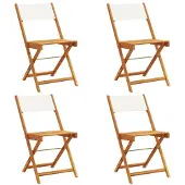 vidaXL Tuinstoelen 4 st inklapbaar massief hout en stof crèmewit