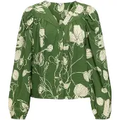 Vila Blouse 'OBJJacira' crème / olijfgroen