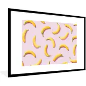 PosterMonkey Fotolijst incl. Poster - Banaan - Roze - Pastel - 120x80 cm - Posterlijst