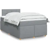 vidaXL Boxspring met matras stof lichtgrijs 120x200 cm