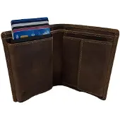 Oi Hunter bruine leren billfold met cardprotector / normale portemonnee met Figuretta pasjeshouder / complete portemonnee met anti skim kastje / leren beurs met metalen pasjeshouder / bruin / 115H