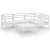 vidaXL 5-delige loungeset voor de tuin, massief grenenhout, wit